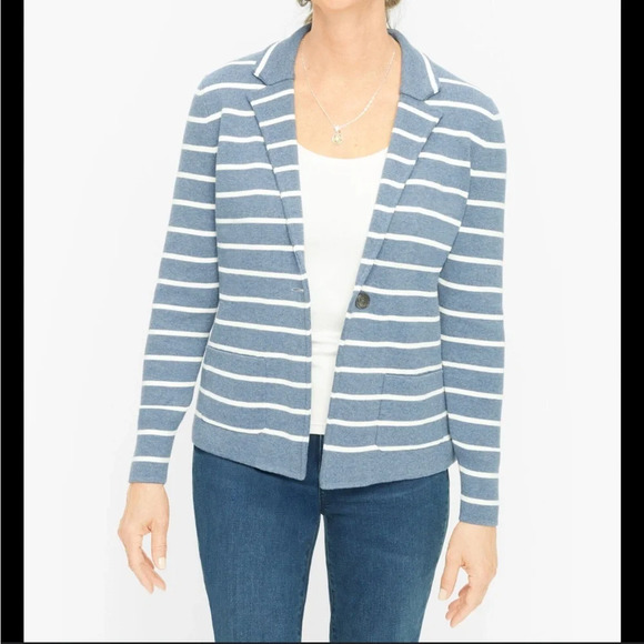 Talbots Striped Modern Sweater Blazer - Picture 1 of 6
